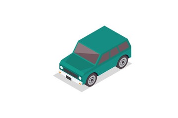 Fototapeta premium Isometric Green Hatchback Car