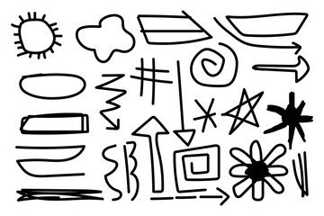 Fototapeta premium Collection of hand drawn abstract shapes and symbols