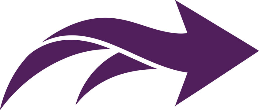 Purple abstract arrow icon for sharing or forward motion