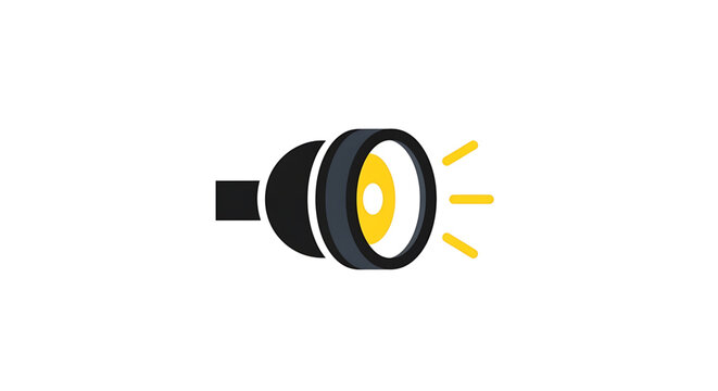 A modern spotlight icon with a sleek design and vibrant yellow light rays, perfect for highlighting key concepts in business presentations and marketing materials.