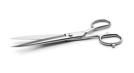Obraz premium A pair of sharp silver scissors on a white background, perfect for cutting and crafting