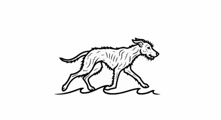 Fototapeta premium Stylized depiction of a lean dog running through stylized waves
