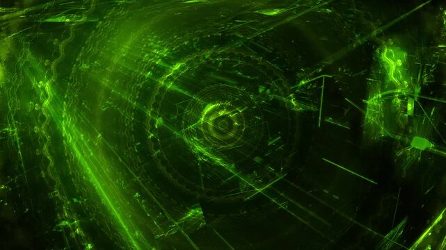 futuristic interface with bright glowing green lines and rectangles it resembles a digital data visualization - networking, technology, data flow, cybersecurity, digital transformation