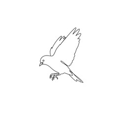 Obraz premium Crow bird flying line icon vector illustration isolated on transparent background art work.