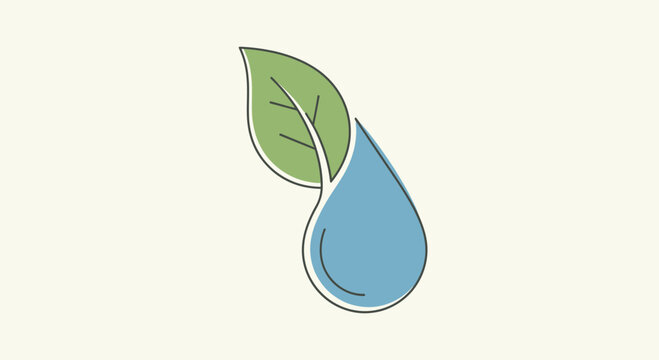 Green leaf with blue water drop.