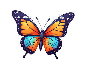 Fototapeta premium Colorful monarch butterfly illustration with orange, blue, and purple wings