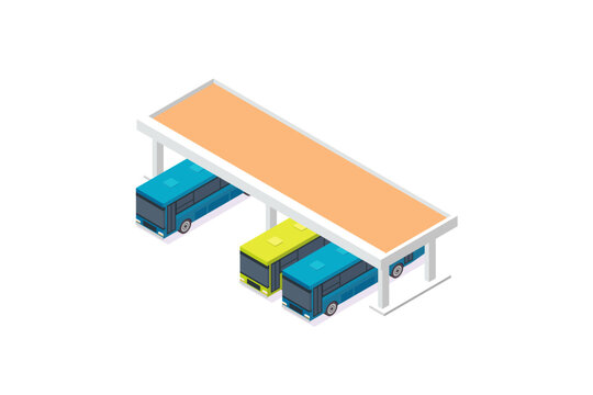 Isometric Bus Terminal Station