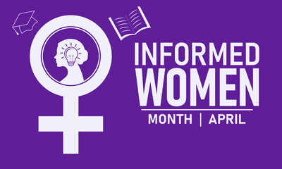 Fototapeta premium Informed Women Month April with Female Symbol and Lightbulb Icon with Personal Growth