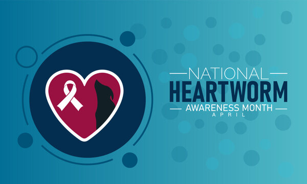National Heartworm Awareness Month April with Heart and Ribbon Icon with Pet Health