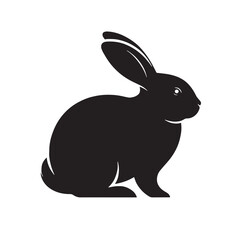 Obraz premium Black Easter bunny Silhouette Vector, High Quality Illustration on White Background