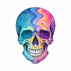 Obraz premium Colorful abstract skull illustration with swirls and patterns