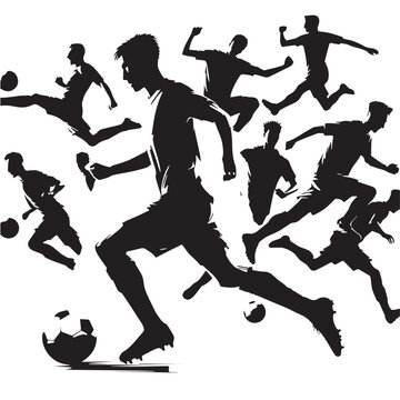 Black Football match Silhouette Vector, High Quality Illustration on White Background