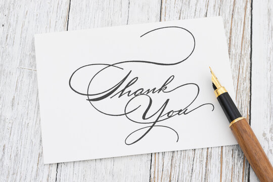Thank you card with elegant calligraphy