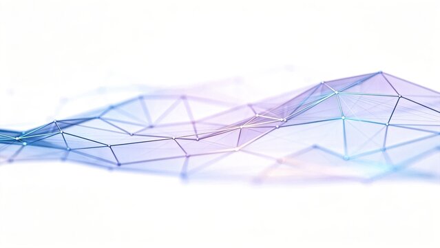 Abstract blue and purple polygonal wave structure on white background 3d render digital technology futuristic data network low poly design minimalist geometric pattern science conc