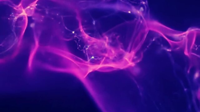 Vibrant violet and magenta waves undulate like glowing silk or electrified mist. This high-energy background blends fluid dynamics with a cosmic aesthetic, ideal for bold, modern visuals.
