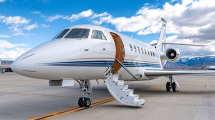 Fototapeta premium Private business jet parked on tarmac for luxury travel