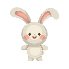Obraz premium A cute and cheerful cartoon rabbit smiling with adorable pink cheeks.