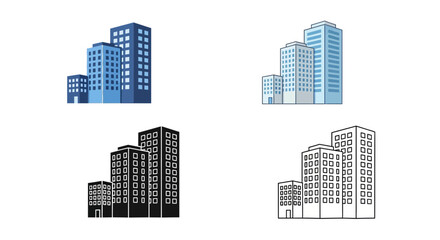 Fototapeta premium colorful city skyscrapers icons set