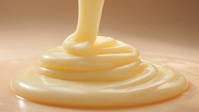 Thick creamy liquid pouring