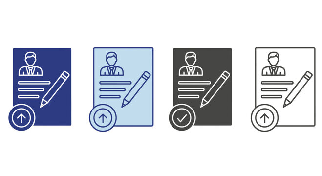 resume icons set, edit cv, profile update