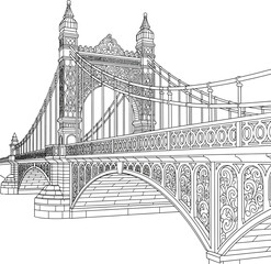 Fototapeta premium Detailed line art of Szechenyi Chain Bridge Budapest