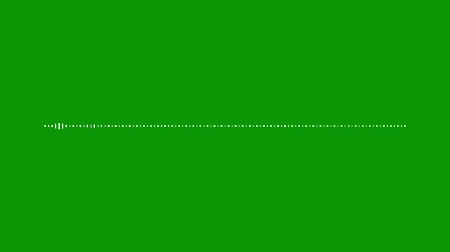 White minimalist audio line, sound frequency spectrum, chroma key green screen, 4k digital music visualizer, voice recording equalizer, abstract electronic pulse, waveform design.