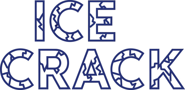 Cracked ice text effect vector graphic