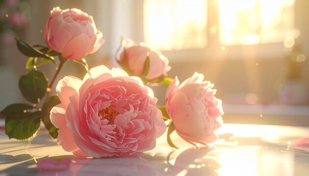 bouquet of pink roses golden gours so romantic