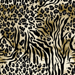 watercolor vector design, leopard animal skin seamless pattern, tiger skin texture textile  © anwar