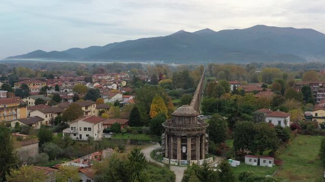 A view of the temple tank of San Concordio and the Nottolini aqueduct in Lucca Italy