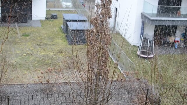 Ettelbruck, Luxembourg, March 26, 2026: Snowing in Luxembourg, winter came back in spring, newsworthy