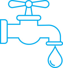Obraz premium Dripping water faucet icon in outline style. Minimalist vector graphic for plumbing services, water conservation campaigns, and sustainable home maintenance.