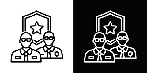 Fototapeta premium VIP Protection Icon In Black And White Filled Style.