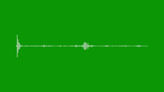 Smooth white audio line, sound spectrum animation, green screen background, 4k music visualizer, digital equalizer motion, voice frequency signal, rhythmic wave patterns clip.
