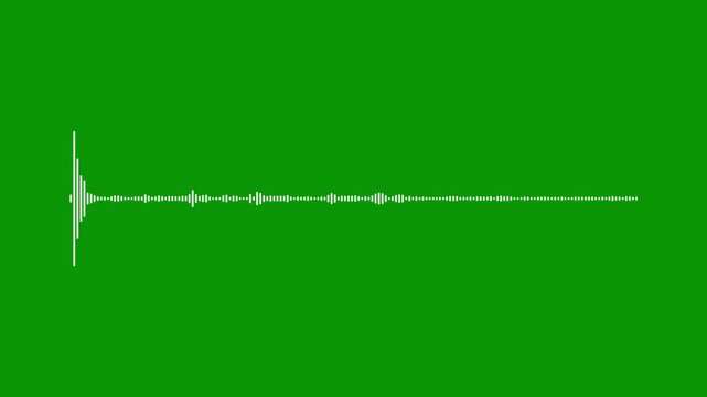 Abstract white signal wave, sound frequency animation, chroma key green screen, 4k music visualizer, electronic audio equalizer, voice record signal, digital beat visualization.