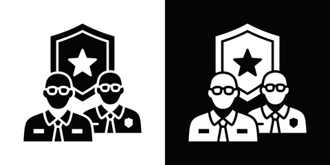 Fototapeta premium VIP Protection Icon In Black And White Filled Style.
