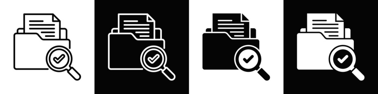 Case Files Icon In Black And White Filled Style.