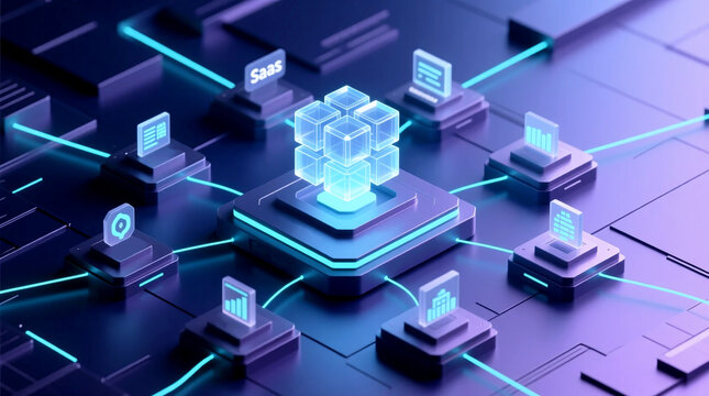 Exploring futuristic digital platform ecosystem enabling business model innovation featuring interconnected SaaS network architecture for scalable enterprise technology