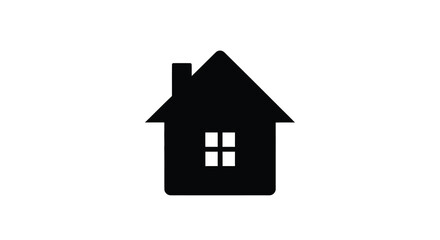 Obraz premium Simple black house icon against a white background silhouette
