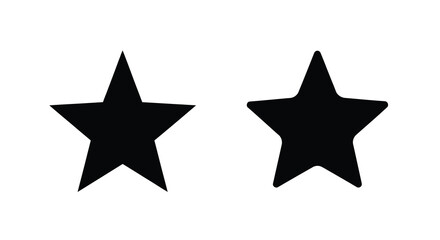 Obraz premium Two black stars displayed against a white background silhouette