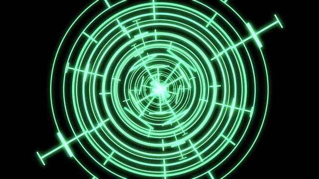 HUD Rader Radial Graph Spinning Target S Green Animation Loop