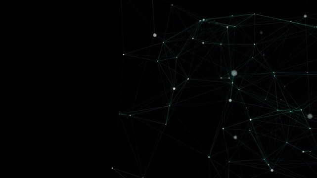 Seamless looping cinematic abstract plexus technology background animation with digital bokeh particle overlay