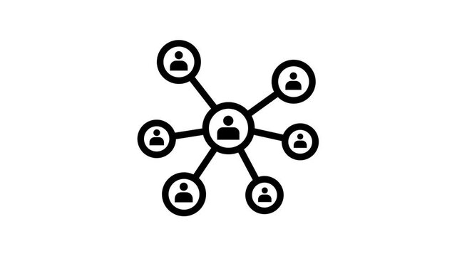 Social Network Icon animation. Connected People Network, Team Collaboration, Business Networking Vector, Social Network, Community, Team Connection video on transparent background with alpha channel