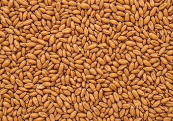 Fototapeta premium A rustic and warm close-up background texture composed entirely of scattered dry wheat kernels, highlighting the natural color and healthy raw food components, background, wheat, flour