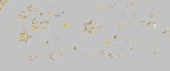 Festive holiday background with golden stars and snowflakes, perfect for greetings and winter desig © vegefox.com