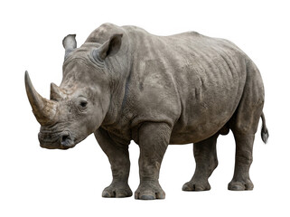 Fototapeta premium White rhinoceros PNG isolated, full body African rhino with horn wildlife animal cutout