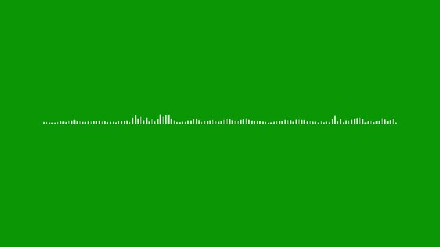 White glow audio wave, sound spectrum visualizer, chroma key green screen, 4k music beat, digital frequency animation, voice record signal, abstract waveform transition art.