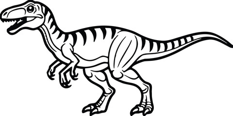 Fototapeta premium A digitally rendered Velociraptor is shown on a transparent background, positioned on the right side of the frame, facing slightly to the left. The dinosaur is depicted in a dynamic pose, as though in
