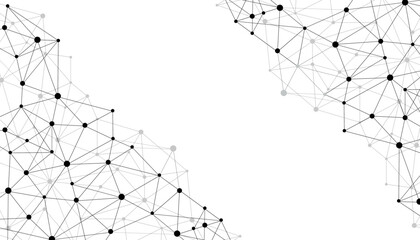 Obraz premium Dynamic abstract network mesh background with colorful connected nodes and geometric lines representing digital communication, big data connections, and futuristic technology structure design.