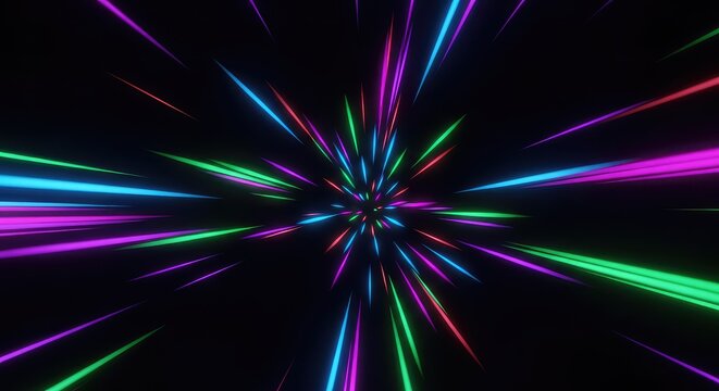 Vibrant neon colors blending and blurring into a dark void, creating an abstract optical illusion of residual light and ghostly motion, conceptual, phantom, motion